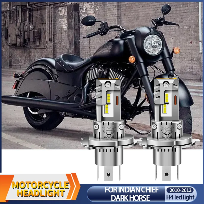 

1/2Pcs 12V Motorcycle 60W White 12000lm H4 LED Headlight Bulbs 6000k CANbus For Indian Chief Dark Horse 2010-2013