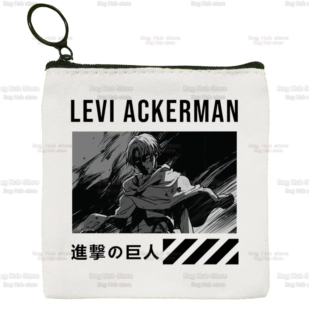 Anime Attack On Titan Cartoon Coin Purse Female Mini Canvas Levi Ackerman Eye Art Cute Key Case Coin Purse Student Wallet
