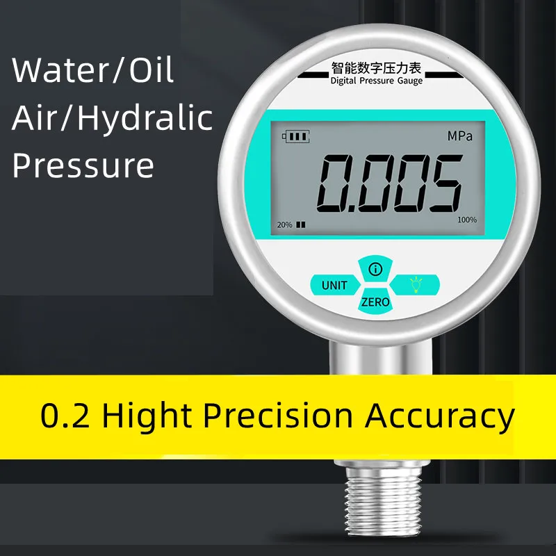 80mm Manometer Genauigkeit 0.2% Manometer Edelstahl Lcd-hintergrundbeleuchtung Display Temp Messen Für Öl Wasser Hydralic