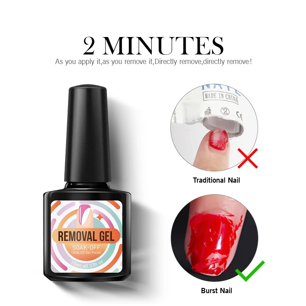 

10ML Bursting Nail Polish Remover UV Gel Polish Top Coat Acrylic Degreaser Nail Art Lacque UV Soak Off Gel Cleaner Glue Remover