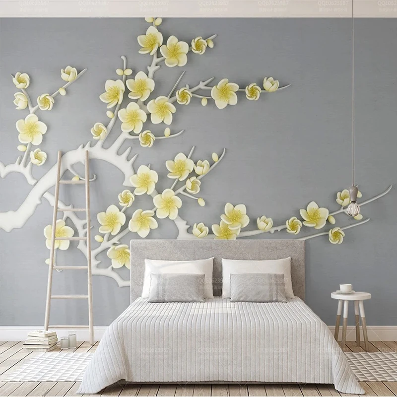 

Custom 3D Wall Mural Modern Plum Blossom Branches Photo Wallpaper Living Room TV Background Home Decor Papel De Parede Tapety