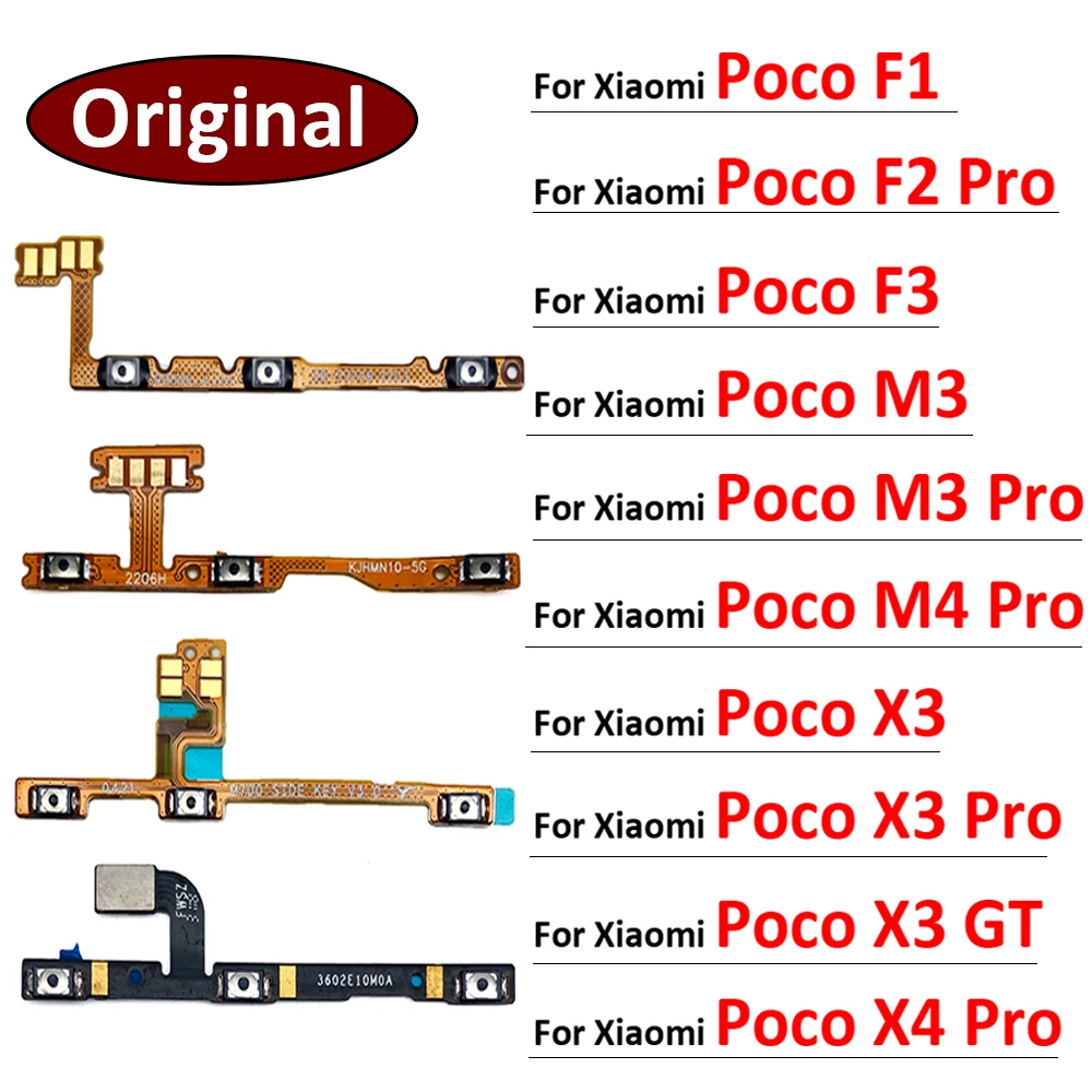 Оригинальная Кнопка включения/выключения звука, гибкий кабель громкости для Xiaomi Mi Poco F1 F2 F3 M3 M4 X3 GT X4 X3 Pro NFC, запасные части для ремонта 4G