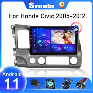 srnubi android 11 car stereo radio for honda civic 8 2005 2012 multimedia video player navigation gps 2 din 4g wifi audio dvd free global shipping