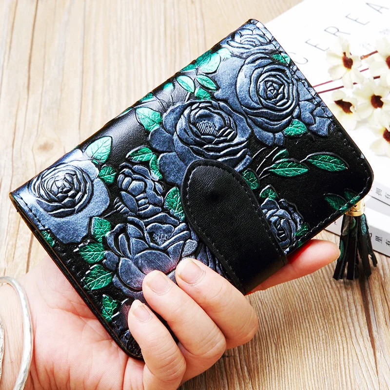 Vintage Wallet Women Short Leather Cowhide Lady Card Bag Wallet Personality Wallet Mini Coin Pocket Multifunctional Folding