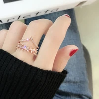 simple cold color wind ring female fashion personality light luxury ring open ring jewelry