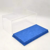 acrylic case transparent display box dustproof storage models car premium base blue suede gifts boxes 23cm thicken