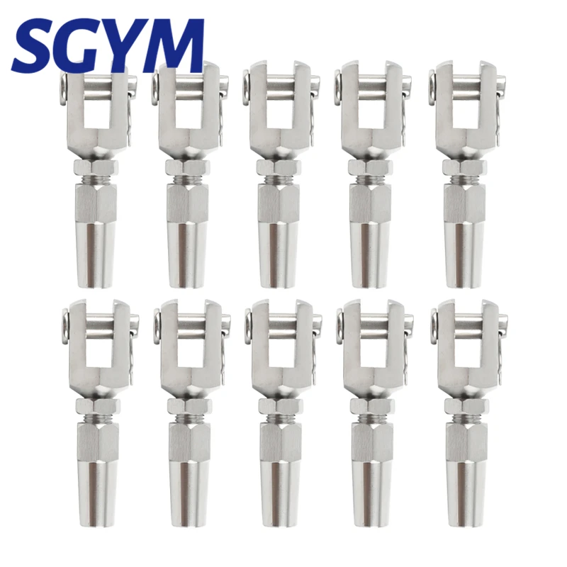 

10PCS 6mm Wire Rope 316 Stainless Steel Swageless Fork/Jaw Terminal Cable Railing DIY Fitting Quick Installation