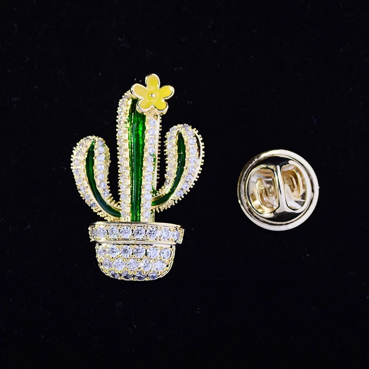 

Cactus Brooch Anti-glare Buckle Fashion Jewelry Accessories Dripping Oil Women's Clothes Corner Buckle Small Collar Pin