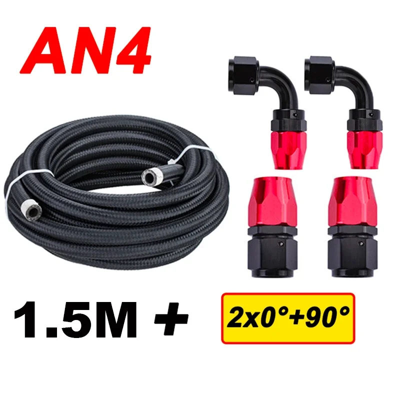 

1,5 м AN4 AN6 AN8 AN10 AN12 Топливный шланг Масляная линия Трубка из плетеной нержавеющей стали CPE 0 90-градусный поворотный конец шланга Адаптеры