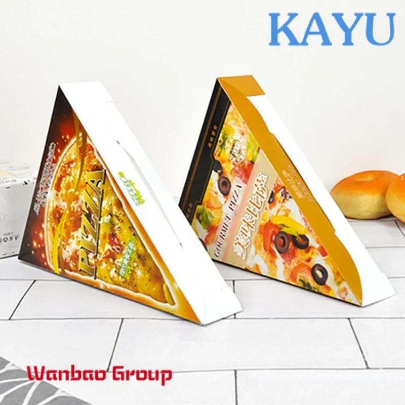 Custom White Paperboard Single Pizza Slice Wedge Tray Container boxes pizza with logo