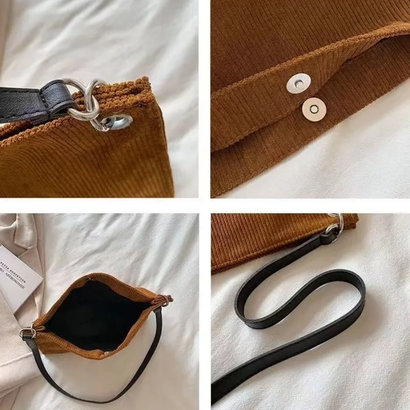 Вельветовая сумка на плечо женская простая портативная студенческая Bolsos