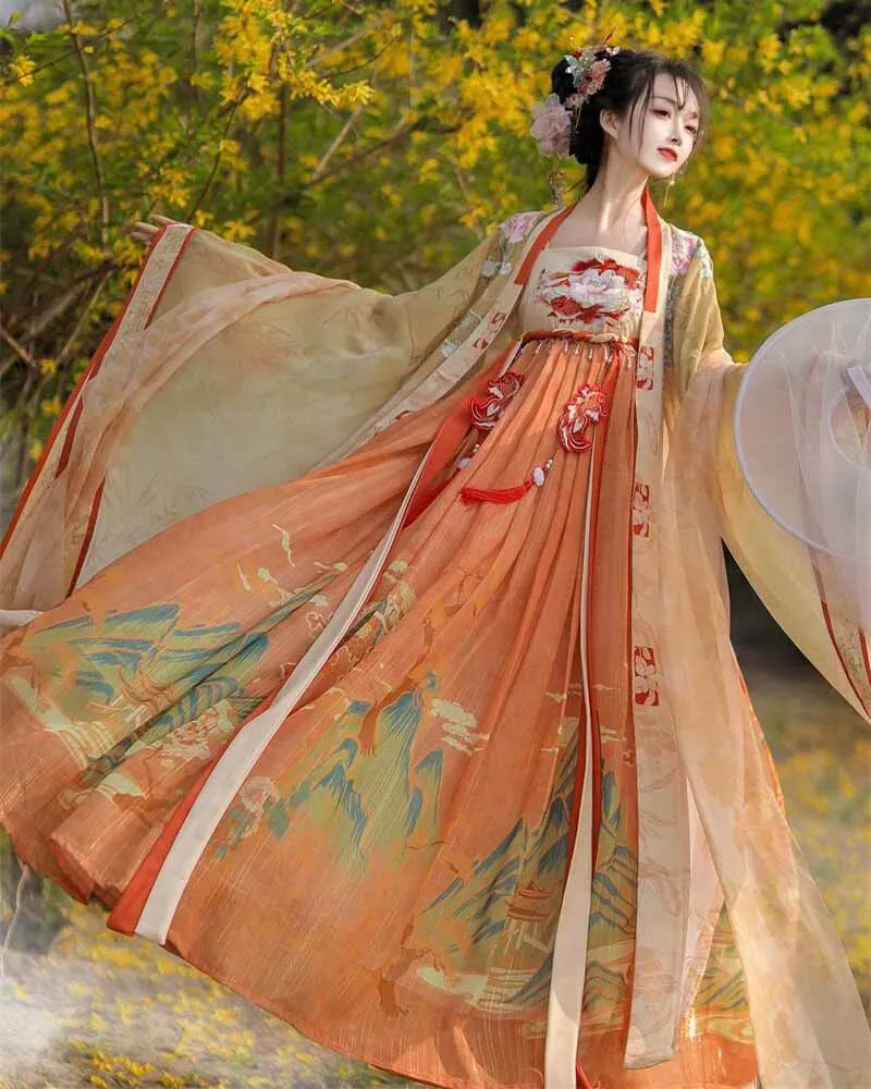 Китайское платье Hanfu женское традиционное винтажное с принтом Женский