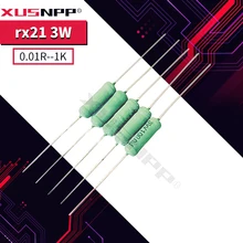 5PCS RX21 Wirewound Resistor 3W 0.01R- 1K 0.22R 0.33R 0.47R 1R 2.2R 3.3R 4.7R 0.1 Ohm Flat Wire Heat Dissipation Power Resistor