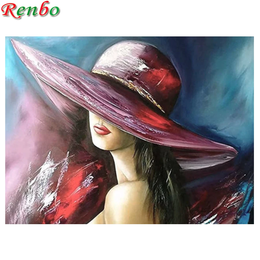 

Картина из страз 5D «сделай сам», модная Мозаика из страз для девушек, европейская женщина, шляпа, картины, украшение для дома, подарок