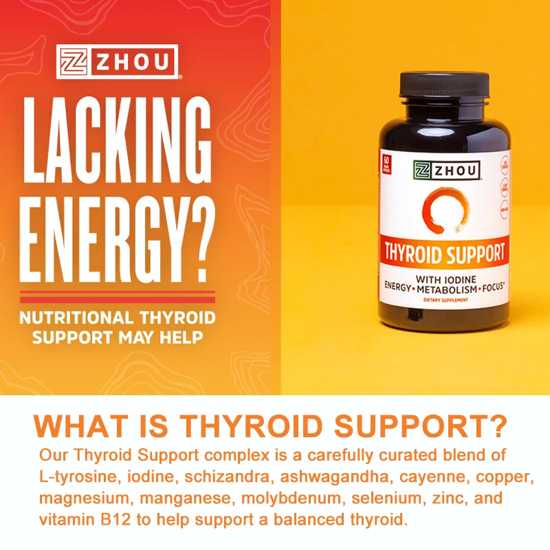 

Advanced Complex Capsules, Thyroid Support, with Iodine, Magnesium, Vitamin B12 - Helps Reduce Tiredness & Fatigue