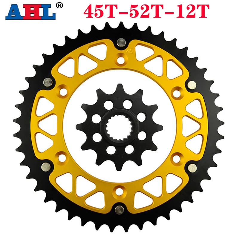 Передняя и задняя звездочка мотоцикла 45T~52T 12T для SUZUKI RM125 RM-Z250 RMZ250 N P R S T K6 K7 K8 K9 L0 L1 K4