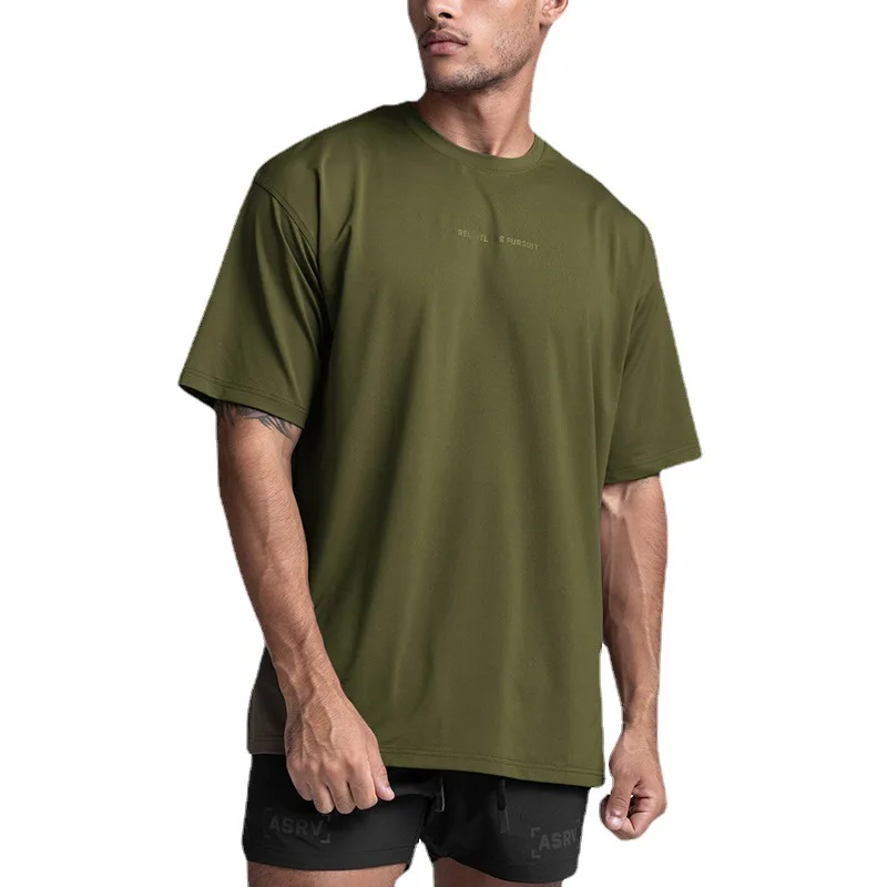 

Summer men's t-shirt large print round neck short sleeve solid color quick-drying versatile sports t-shirt