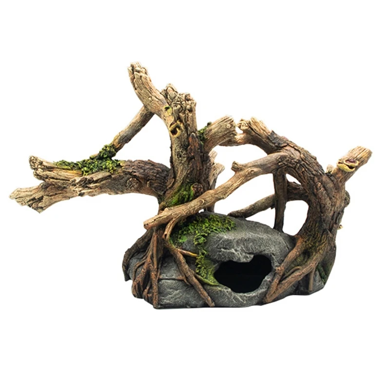 

581C Worn-out Aquarium Decor for Fish Tank Resin Driftwood Aquatic Pets Hideout
