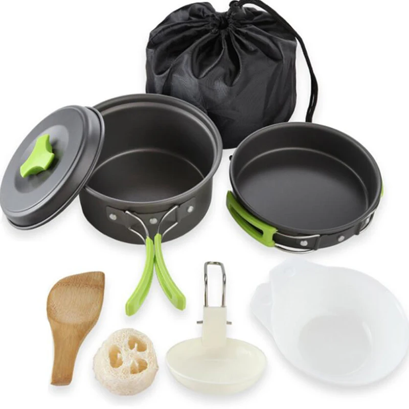 

Набор посуды для кемпинга на открытом воздухе, посуда для похода, столовая посуда, столовая посуда, сковорода для путешествий, инструменты для пешего туризма, пикника, кемпинга на 1-2 человек
