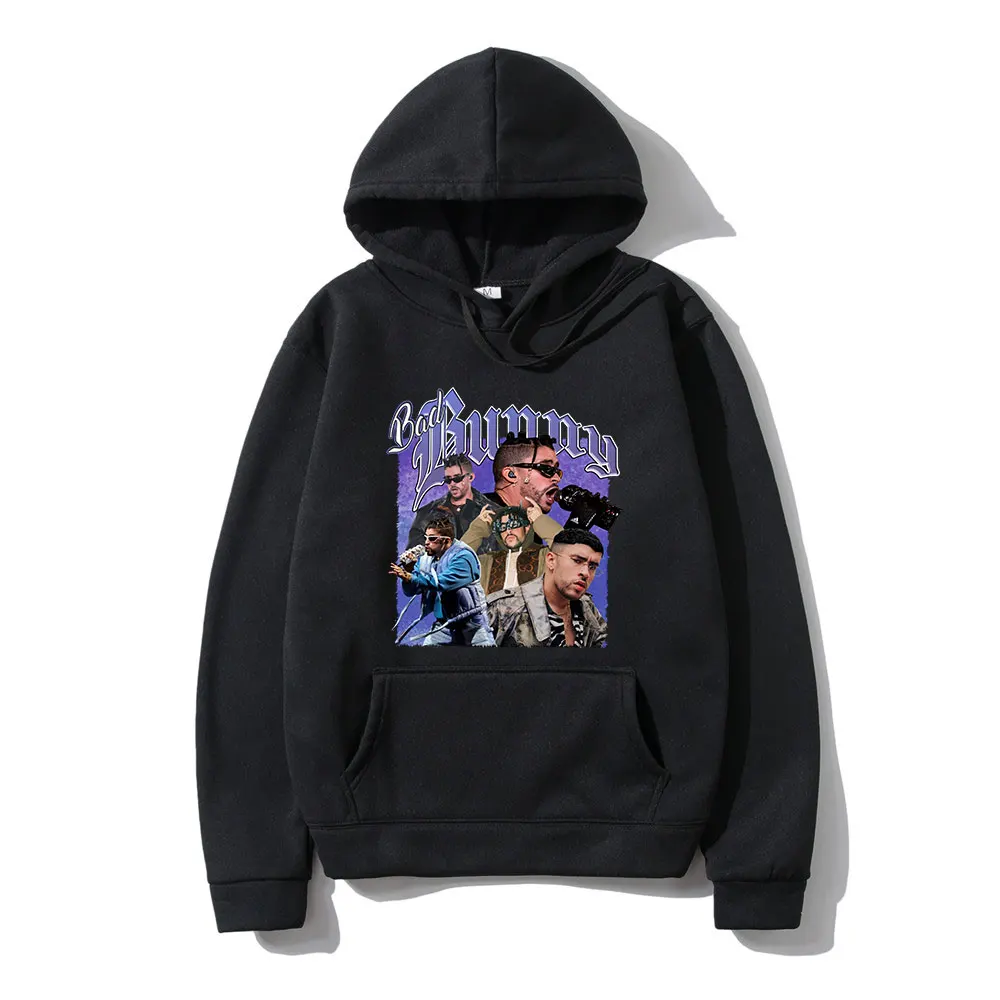 

Новые забавные толстовки Bad Bunny Корейская одежда Повседневный пуловер Harajuku Толстовка с капюшоном Мужская/Женская толстовка хип-хоп Мужская ...