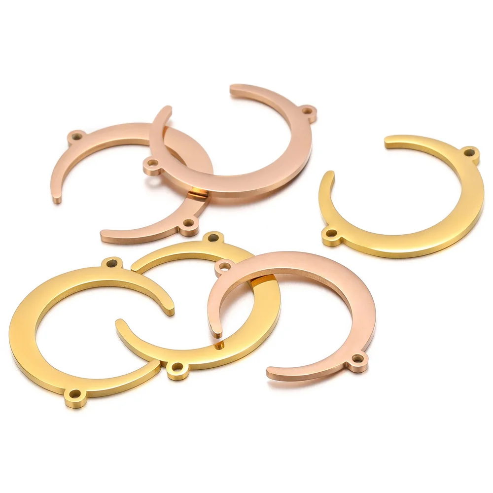 5PCS/lot Stainless Steel Moon Charms Pendants for Jewelry Making DIY Necklace Bracelet Moon Pendants Handmade Accessories
