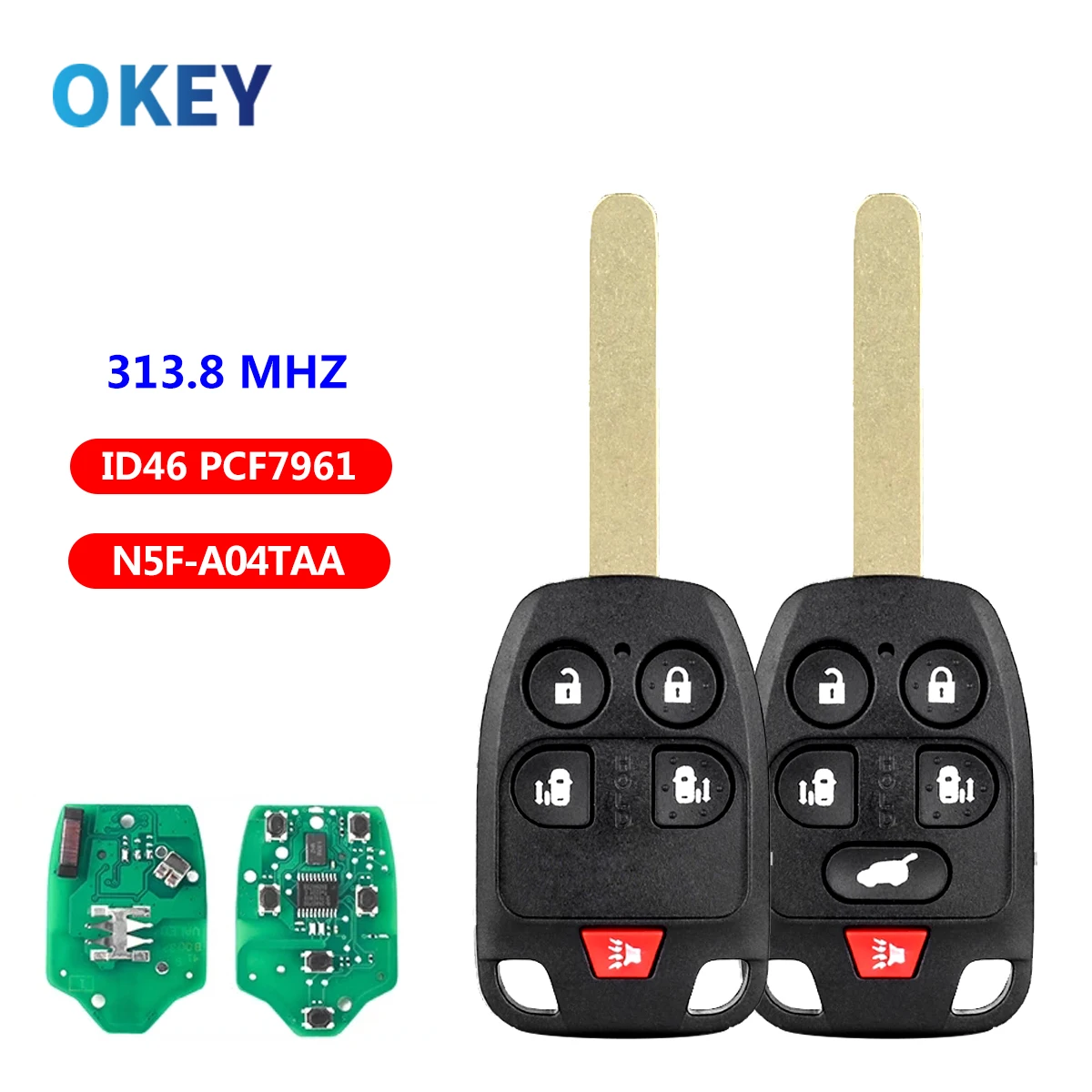 

Okey Remote Car Key ID46 PCF7961 Chip For Honda Odyssey 2011 2012 2013 2014 N5F-A04TAA 313.8Mhz 5/6 Buttons