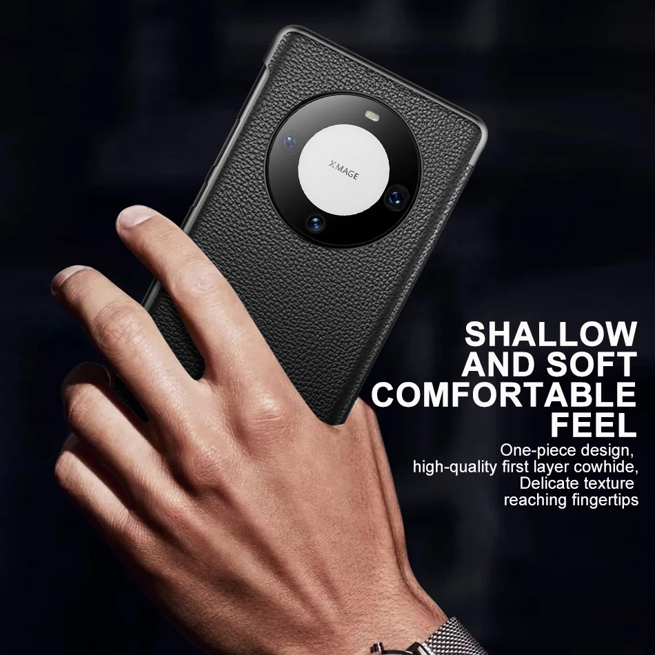 Оригинальный чехол-книжка из натуральной кожи для Huawei Mate 60 Pro зеркальный умный