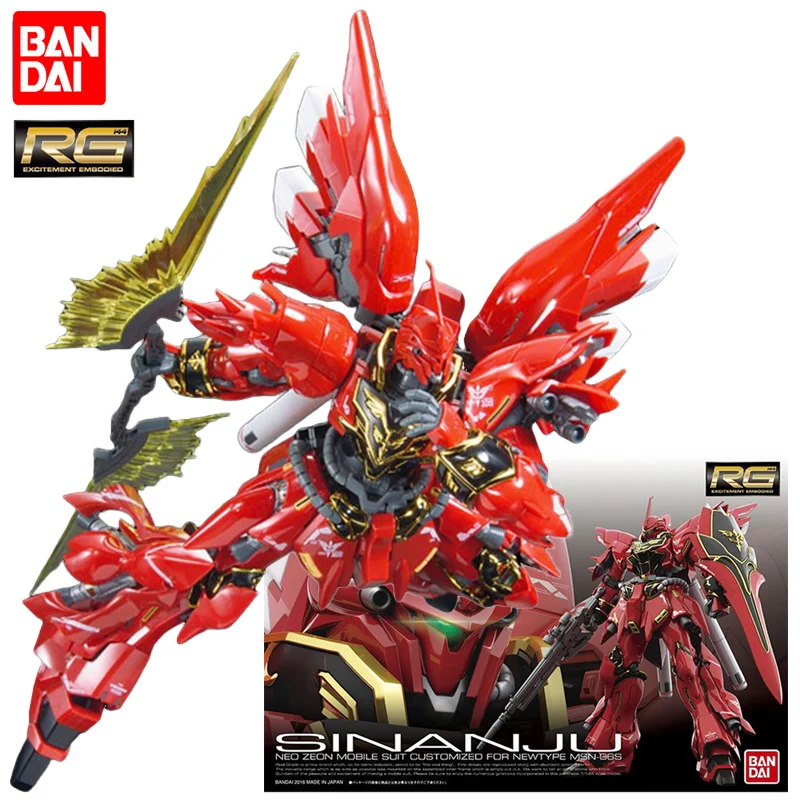 В наличии BANDAI RG 1/144 No 22 MSN-06S SINANJU Gundam Сборная модель Аниме Фигурки Коллекция