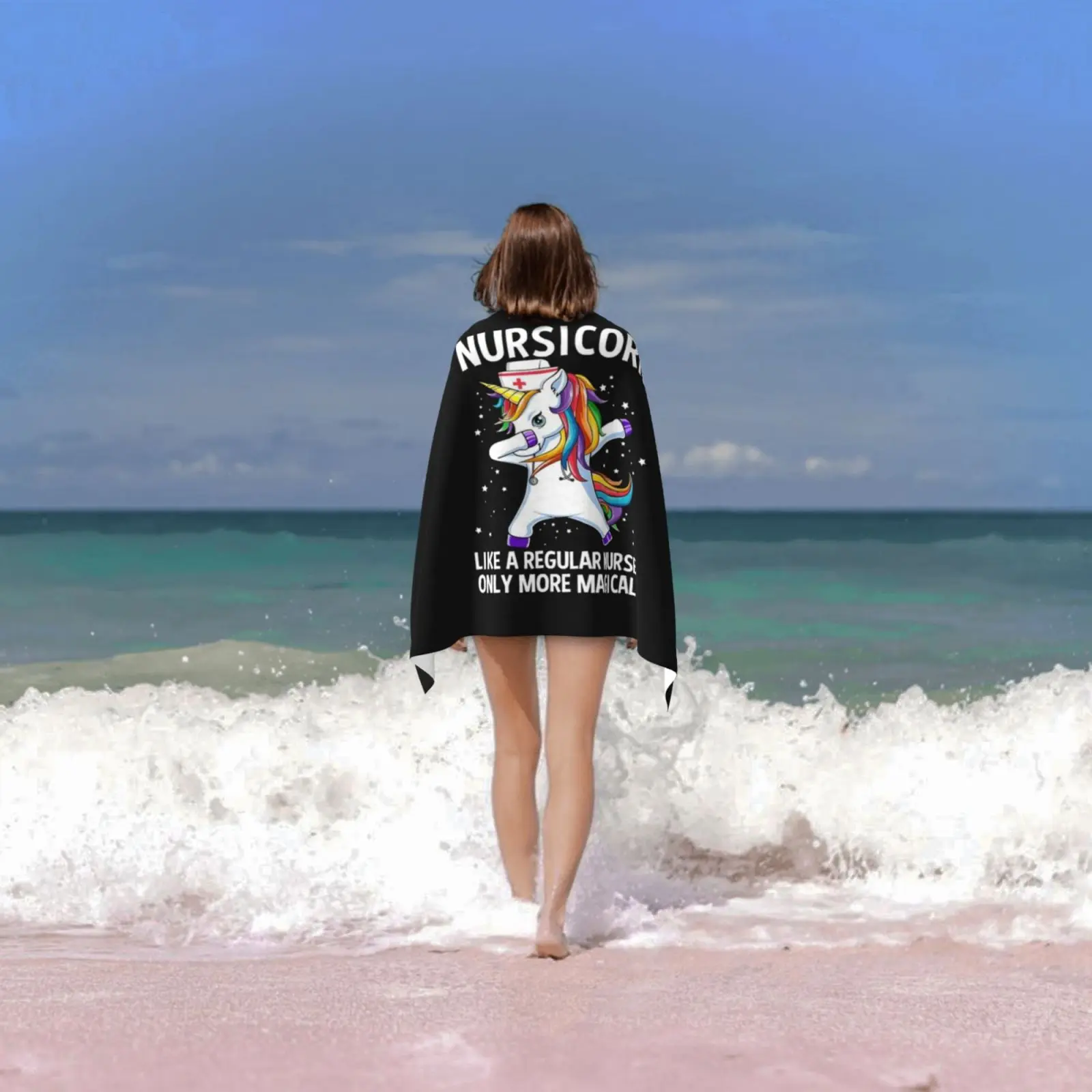 Забавное пляжное полотенце Dabbing в виде единорога для медсестры быстросохнущее