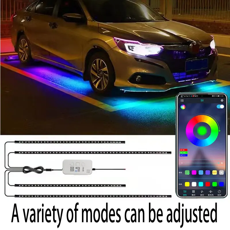 

Car Symphony Chassis Light Modified Colorful APP Streamer Marquee Auto Ambient Ligh Light Car Bottom Music Rhythm Decorati Ligh