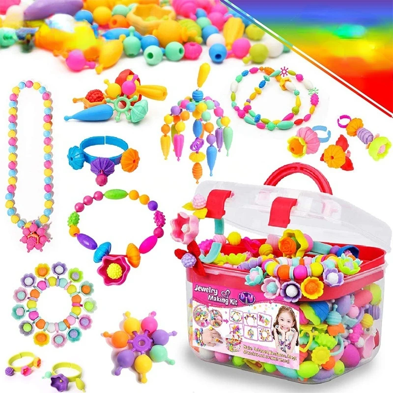 

1Set Pop Beads Toys Kids Jewelry Making Kit Pop Bead Art and Craft Kits DIY Bracelets Necklace Hairband and Rings Toys Gifts