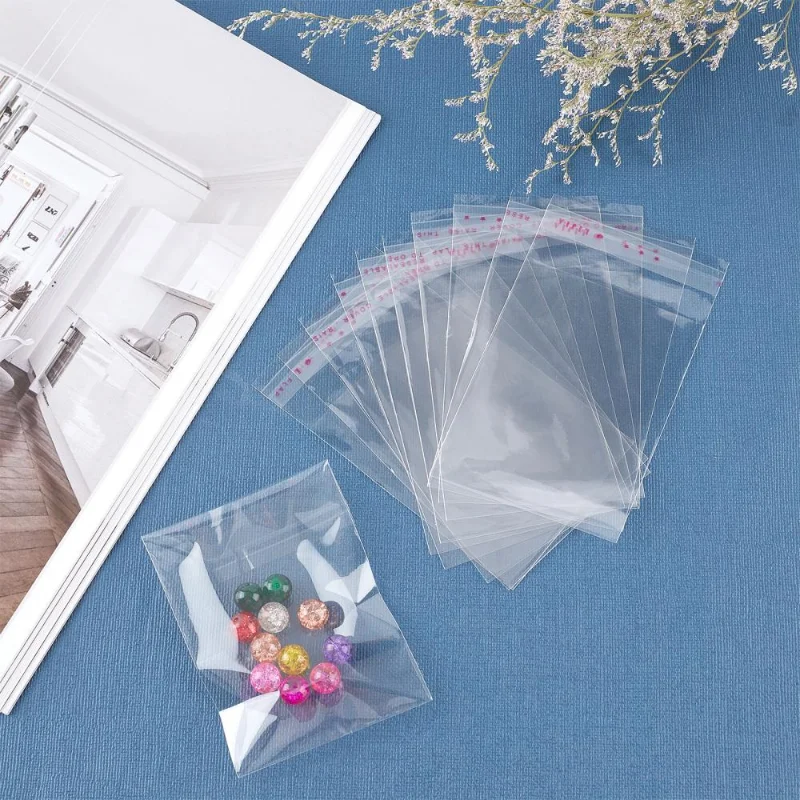600Pcs Clear Self-Adhesive Sealing OPP Cellophane Bags Small Jewelry Storage Pouches Wedding Party Favor Candy Cookies Packaging