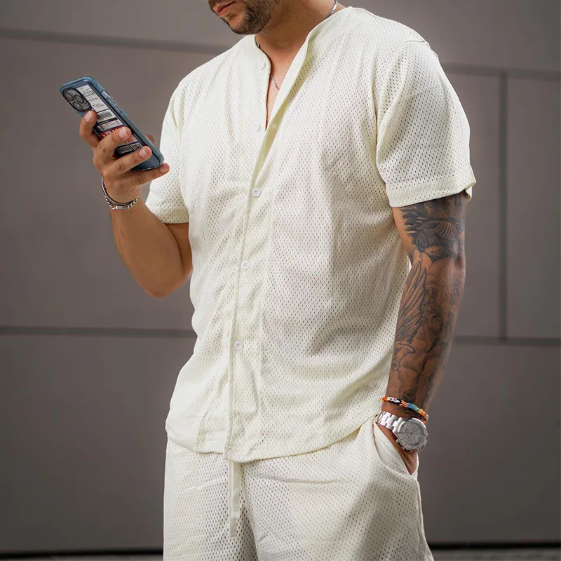 2023 Summer New Casual Sports Men's Set Loose Short Sleeve T-shirt and Shorts Two Piece Set Breathable Male Tracksuits