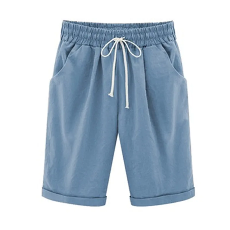 

NEW NEW Summer Casual Women Lace Up Five-Point Breathable Shorts New ETSTWENDY Female Pocket Loose Drawstring Straight Shorts