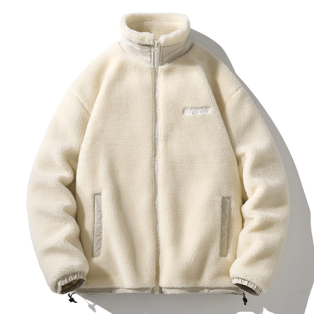 Covrlge Sale Winter Men's Coat Simple Stand Collar Windproof Lambswool Male Warm Solid Color Parka Men Clothes Streetwear MWM166