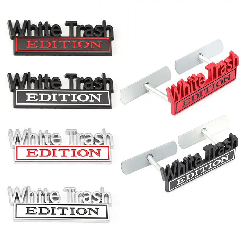 

Metal White Trash Edition Car Body Grille Trunk Sticker Auto Accessories for Renegade Wrangler Grand Commander Cherokee Liberty