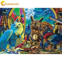 chenistory painting by numbers owl modern diy 40x50cm frame handpainted canvas coloring by numbers animal for home decor