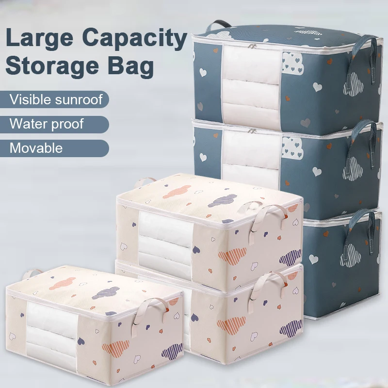 

Big Capacity Organizer Quilt Moisture Dustproof Clothes Storage Bag Visual Duvet Blanket Box Sorting Bags Household Moving Bags