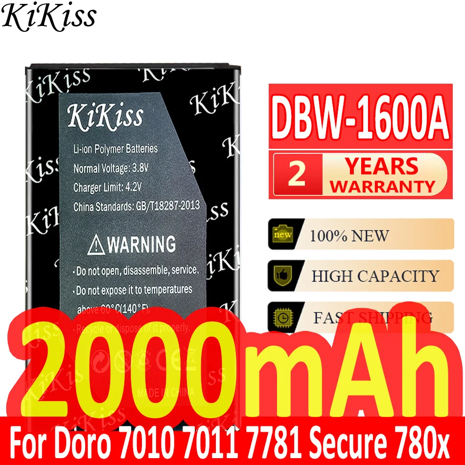 

KiKiss Powerful Battery DBW-1600A DBW1600A 2000mAh for Doro 7010 7011 7781 Secure 780x Batteries