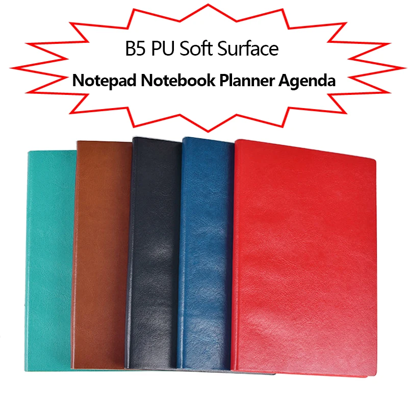 PU Soft-Faced Notebook B5 Meeting Learning Sketchbook Office Agenda Planner 200P Notepad DIY Journal Stationery Memo Pad