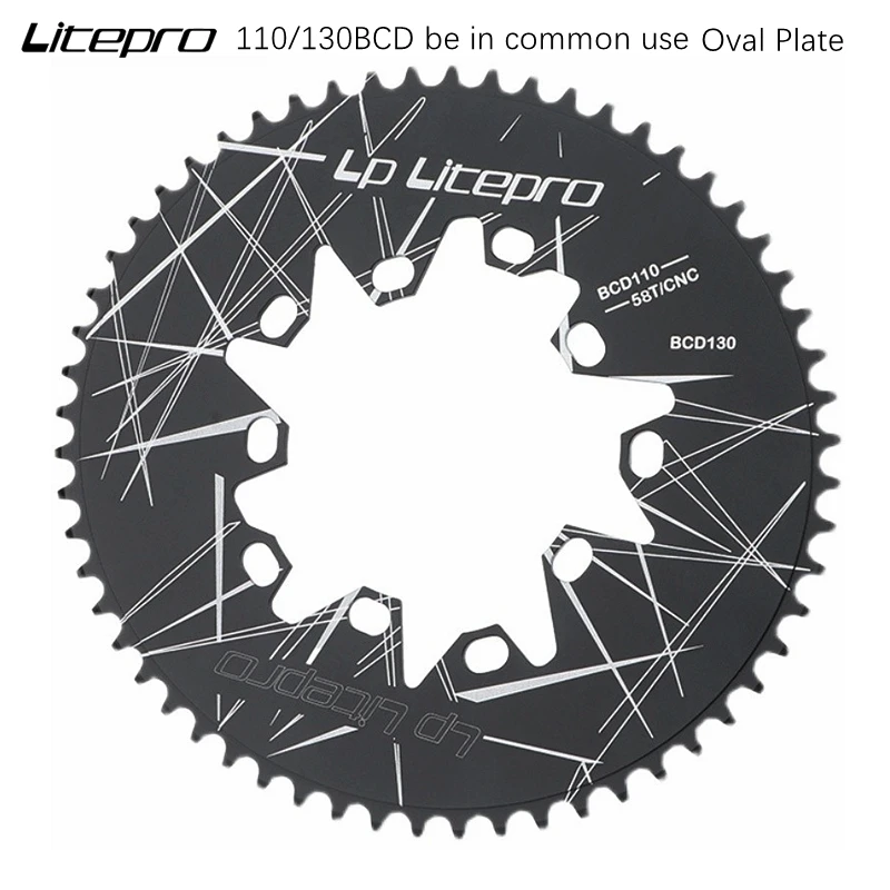

Litepro BMX Bicycle Oval Dual BCD110 BCD130MM Narrow Folding Bike 52T 54T 56T 58T 60T aluminum alloy Chainring Crankset