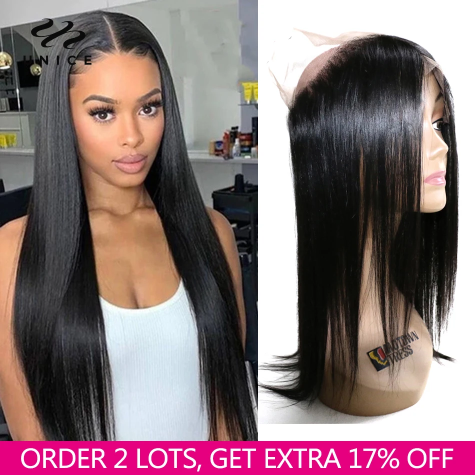 

UNICE HAIR 360 Lace Frontal Closure Brazilian Straight Hair 10"-20" 1 Piece Free Part Human Hair Closure Swiss Lace Remy Hair