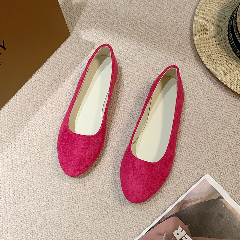 Fashion Vulcanized SneakersWomen Flats Slip on Flat Shoes CandyColor Woman Boat Shoes Black LoafersFaux Suede LadiesBallet Flats