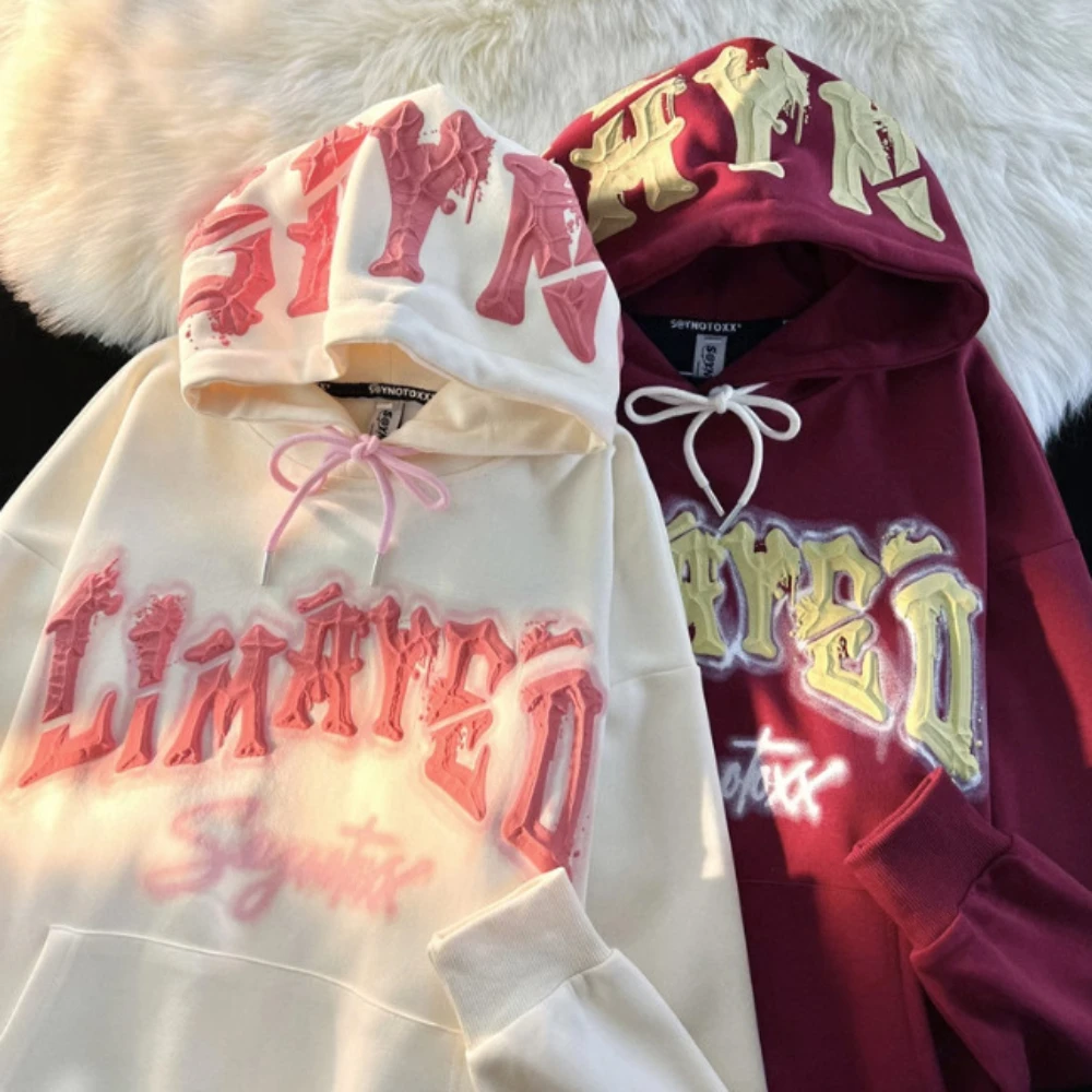 Женский топ для осени и зимы толстовка с капюшоном буквенным принтом