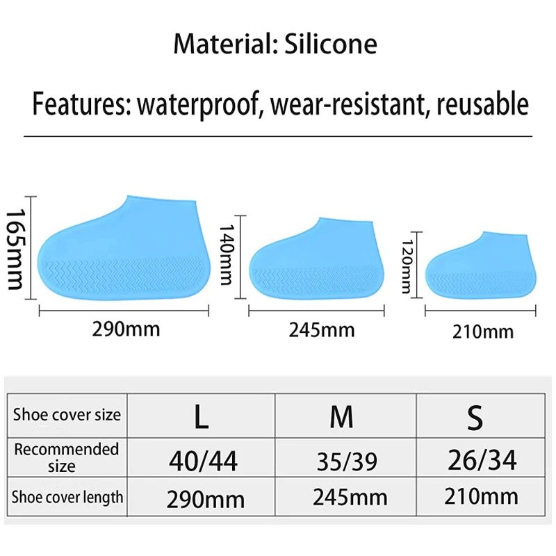 6 color Vintage Rubber Boot Reusable Waterproof Rain Shoes Cover Non-Slip Silicone Overshoes Boot Cover Unisex Shoes Accessories images - 6