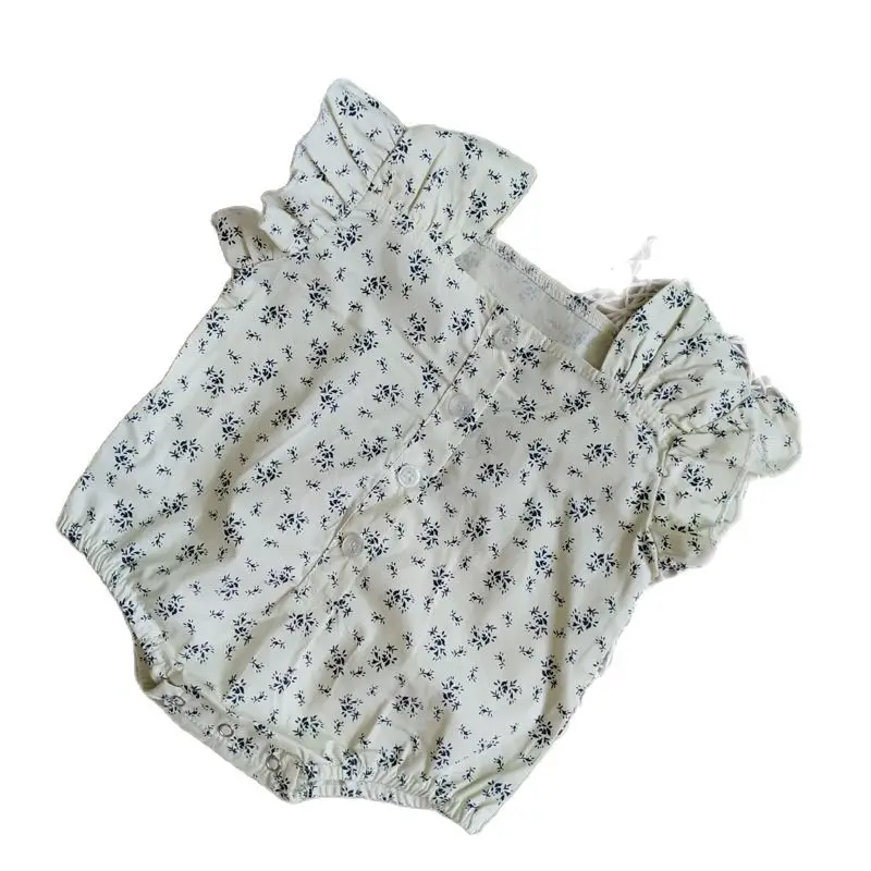 

Ins2020 Summer Korean Baby Foreign Style Floral Small Square Collar Flying Sleeve One-piece Ha Clothes Female Baby Fart Climbing