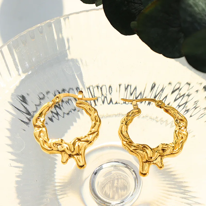 

Модные ювелирные изделия 2022 высококачественные висячие серьги-кольца из нержавеющей стали с покрытием из 18-каратного золота для женщин