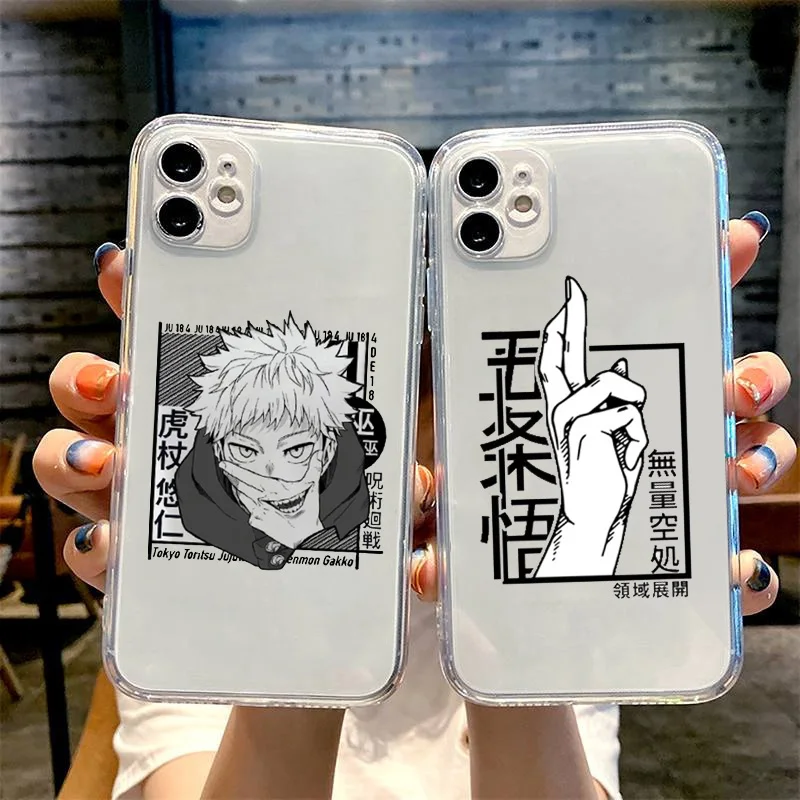 

Jujutsu Kaisen Anime Phone Case For iPhone 13 14 Pro MAX 11 12 Mini XS X XR 8 7Plus Clear Soft Cover For iPhone 14 Pro Cute Capa