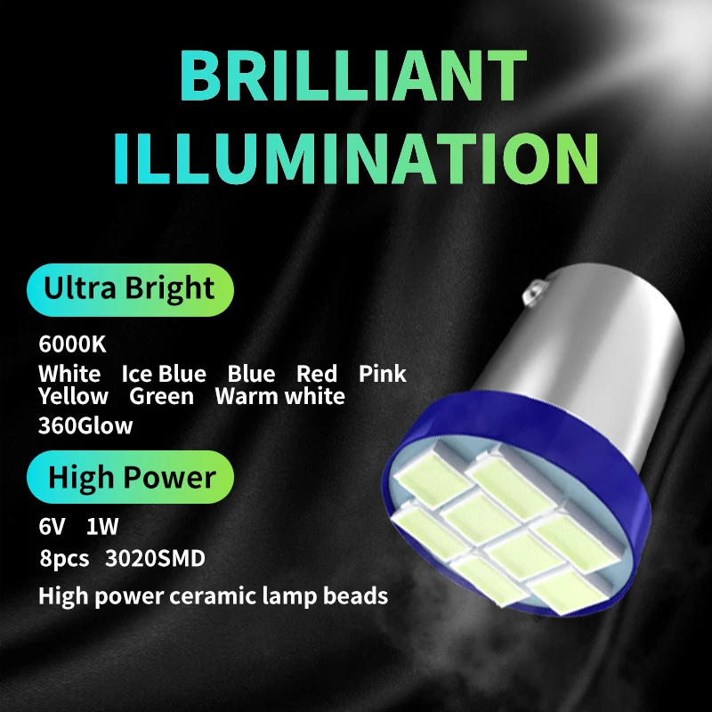 10 шт. BA9S 44 47 T11 T4W Bayonet AC 6V 1206 3020 8SMD