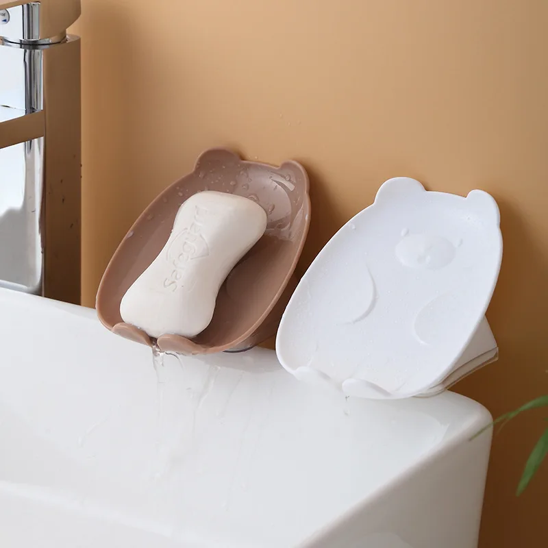 

Bear Soap Box Drain Soap Holder Box Bathroom Shower Soap Rack Container Sponge Storage Plate Tray Bathroom Supplies Accessories